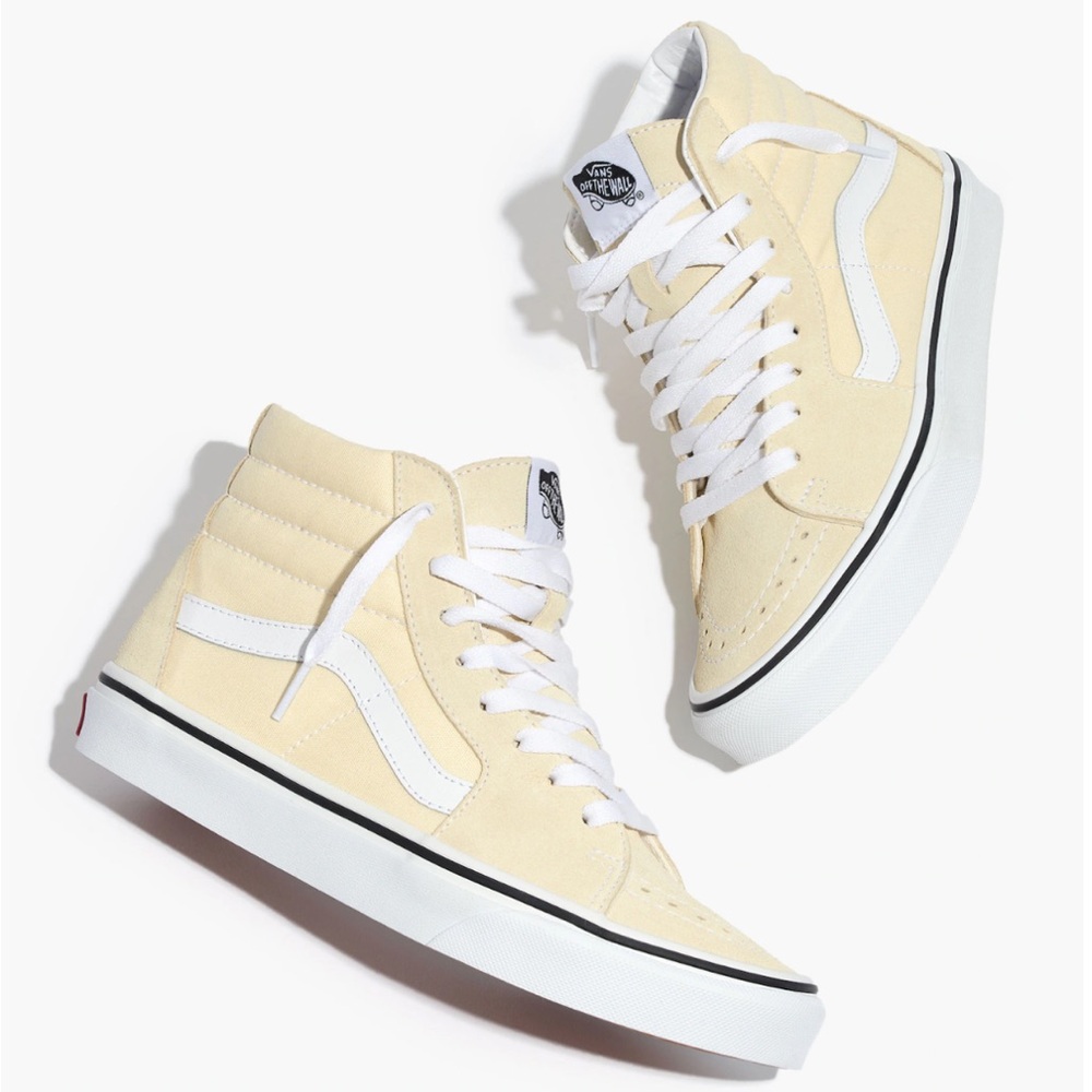 Vans® Unisex Sk8-Hi High-Top Sneakers in Vanilla Custard Suede and Canvas